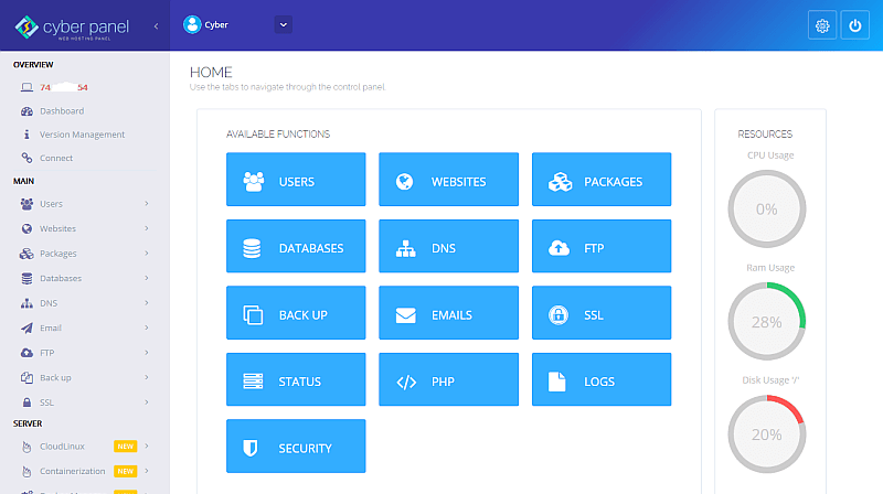 CyberPanel Dashboard