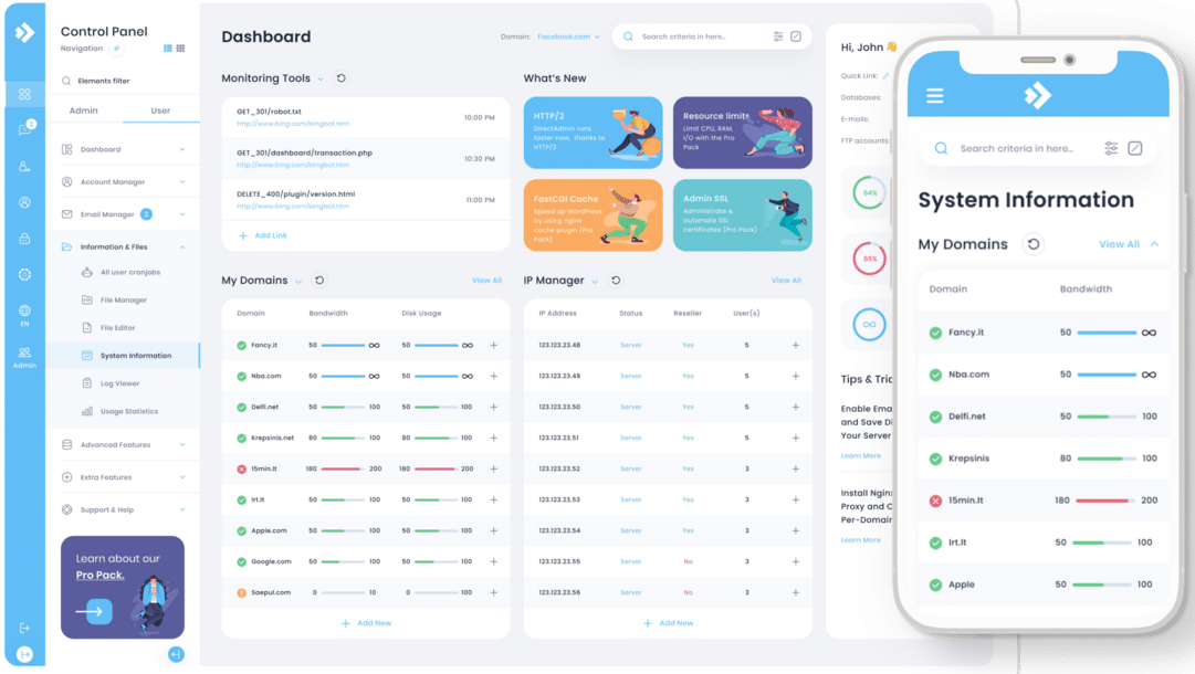 DirectAdmin Dashboard Preview
